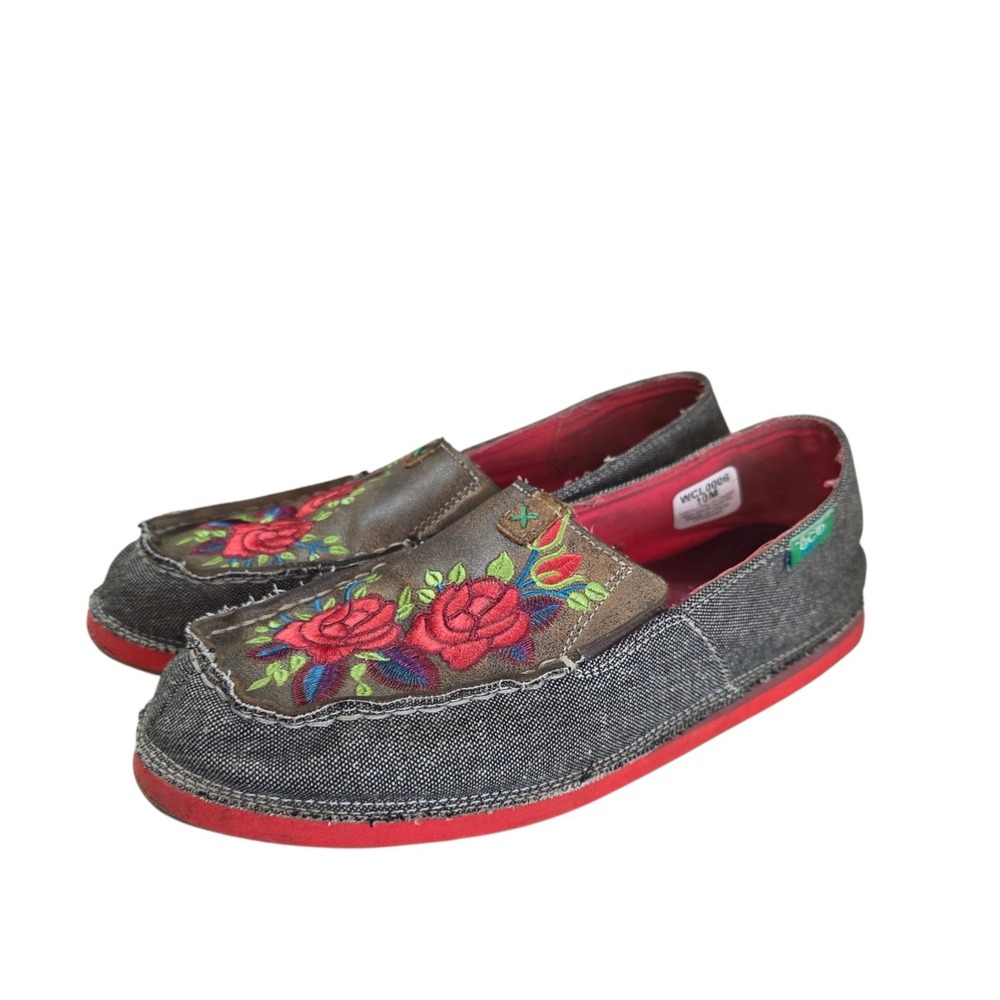 Twisted X Floral Embroidered Slip On Shoes Womens 10M Western Boho Casual